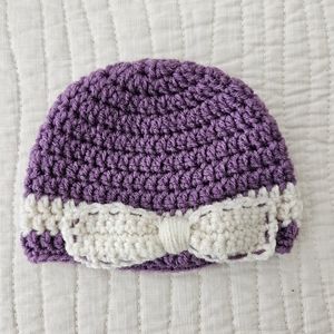 Baby Crochet Hat with Bow NEW